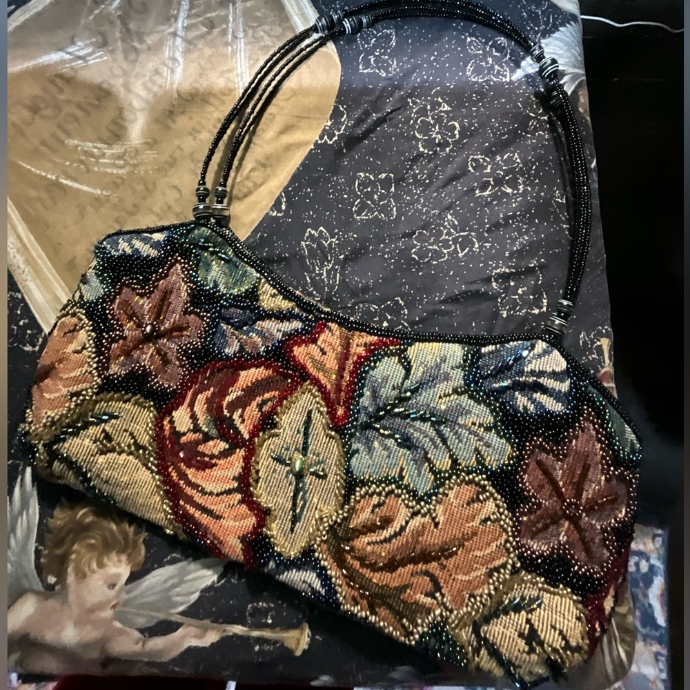 Beautiful Vintage Jesica Mclintock TAPESTRY BEADED EVENING Bag Like New GORG❤️